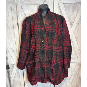 Women's LANE BRYANT Plus Plaid Blazer 26/28 Black Red